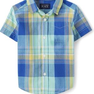 The Children's Place Multicolor Plaid Short sleeve Button Shirt Size Small 5/6